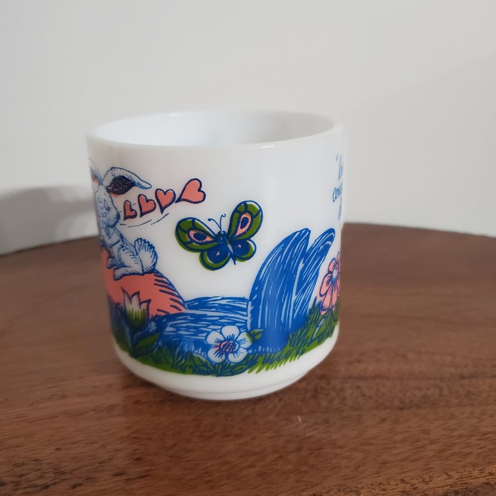 Vintage Barney Love - Love Conquers All Mug with D Shape Handle Milk Glass - Picture 3 of 4